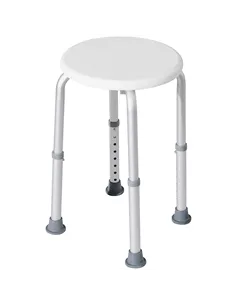 HOMCOM Shower Chair, Height Adjustable Aluminium Shower Stool with Non-Slip Feet for Disabled, Elderly, White