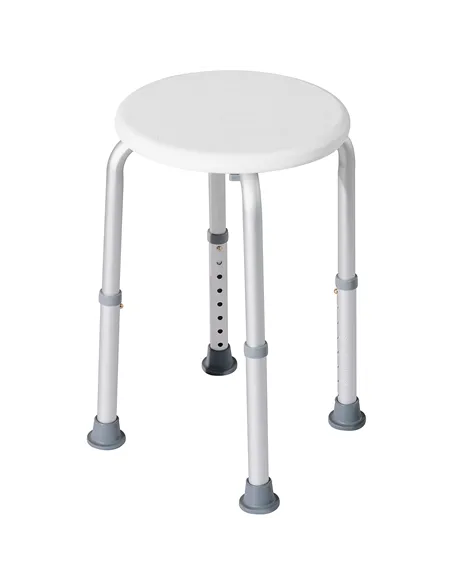 HOMCOM Shower Chair, Height Adjustable Aluminium Shower Stool with Non-Slip Feet for Disabled, Elderly, White