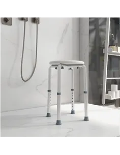 HOMCOM Shower Chair, Height Adjustable Aluminium Shower Stool with Non-Slip Feet for Disabled, Elderly, White 2