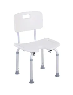 HOMCOM 8-Level Height Adjustable Bath Stool Spa Shower Chair Aluminum w/ Non-Slip Feet, Handle for the Pregnant, Old, Injured