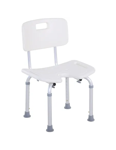 HOMCOM 8-Level Height Adjustable Bath Stool Spa Shower Chair Aluminum w/ Non-Slip Feet, Handle for the Pregnant, Old, Injured