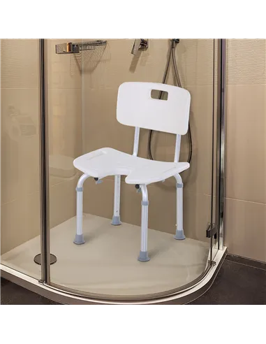 HOMCOM 8-Level Height Adjustable Bath Stool Spa Shower Chair Aluminum w/ Non-Slip Feet, Handle for the Pregnant, Old, Injured