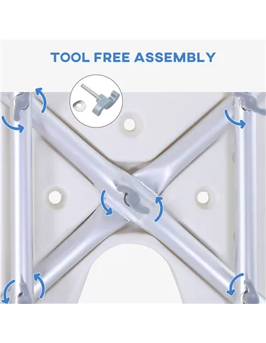 HOMCOM 8-Level Height Adjustable Bath Stool Spa Shower Chair Aluminum w/ Non-Slip Feet, Handle for the Pregnant, Old, Injured