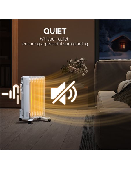 HOMCOM 1.5kW Seven Fin Oil-Filled Radiator - White