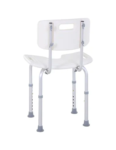 HOMCOM 8-Level Height Adjustable Bath Stool Spa Shower Chair Aluminum w/ Non-Slip Feet, Handle for the Pregnant, Old, Injured