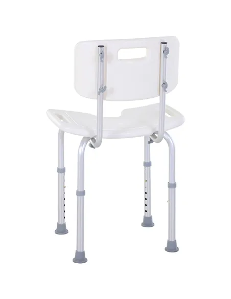 HOMCOM 8-Level Height Adjustable Bath Stool Spa Shower Chair Aluminum w/ Non-Slip Feet, Handle for the Pregnant, Old, Injured