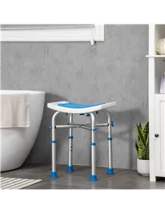 HOMCOM 44-51.5cm Aluminium Frame Shower/Bath Stool - Blue 2
