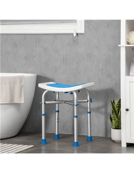 HOMCOM 44-51.5cm Aluminium Frame Shower/Bath Stool - Blue