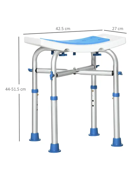 HOMCOM 44-51.5cm Aluminium Frame Shower/Bath Stool - Blue