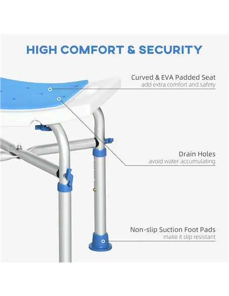 HOMCOM 44-51.5cm Aluminium Frame Shower/Bath Stool - Blue
