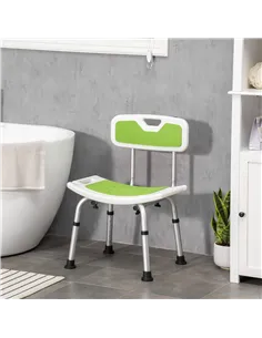 HOMCOM Shower Stool with Backrest, Height Adjustable Shower Chair with Anti-slip Foot Pads, Shower Head Holder, Green 2