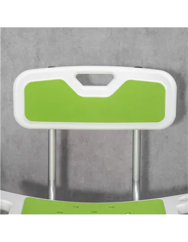 HOMCOM Shower Stool with Backrest, Height Adjustable Shower Chair with Anti-slip Foot Pads, Shower Head Holder, Green