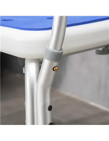 HOMCOM EVA Padded Shower Chair for the Elderly and Disabled, Height Adjustable Shower Stool with Back and Arms, 4 Suction Foot P