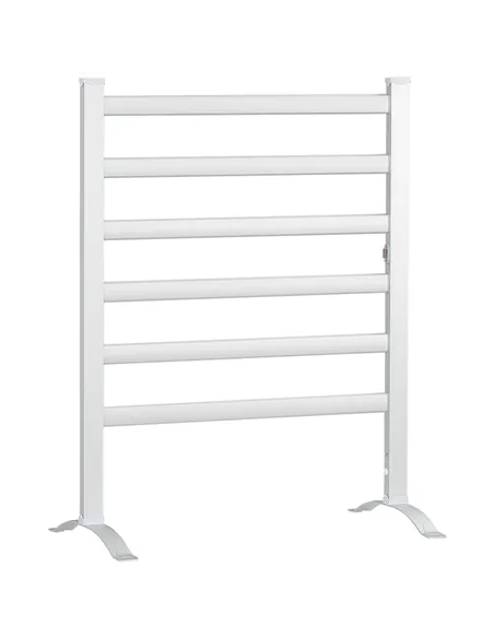 HOMCOM Electric Towel Warmer, 6 Bar Aluminum Heated Towel Rail, Wall Mounted & Free Standing Towel Drying Rack for Bathroom, Plu