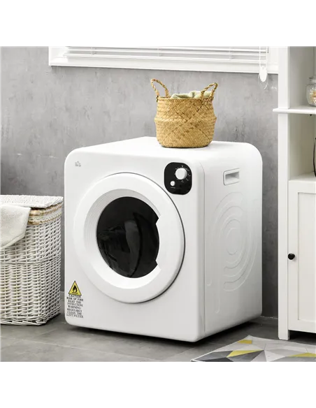 HOMCOM 6kg Vented Tumble Dryer, Freestanding, Wall Mounted, Stackable, Portable Dryer with 7 Programmers, White