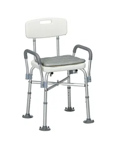 HOMCOM Aluminium Shower Chair with Backs and Arms, Height Adjustable Shower Seat with Removable Padded Cushion, Bath Stool for S