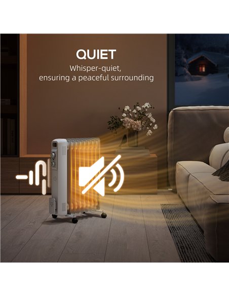 HOMCOM 2kW Nine Fin Oil-Filled Radiator - White