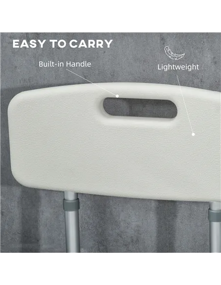 HOMCOM Aluminium Shower Chair with Backs and Arms, Height Adjustable Shower Seat with Removable Padded Cushion, Bath Stool for S