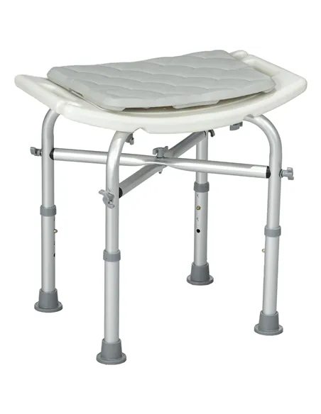 HOMCOM Aluminium Shower Stool for Elderly, Height Adjustable Shower Seat with Removable Padded Cushion, Shower Head Holder, Non-
