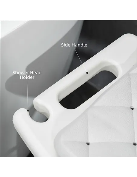 HOMCOM Aluminium Shower Stool for Elderly, Height Adjustable Shower Seat with Removable Padded Cushion, Shower Head Holder, Non-