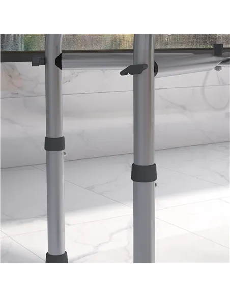 HOMCOM Aluminium Shower Stool for Elderly, Height Adjustable Shower Seat with Removable Padded Cushion, Shower Head Holder, Non-