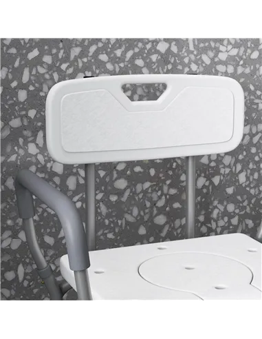 HOMCOM Height Adjustable Shower Stool with Arms and Back, Non-Slip Bedside Commode with Detachable Bucket for Elderly, White