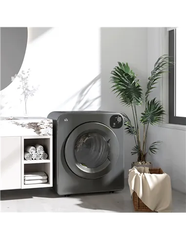 HOMCOM 6kg Vented Tumble Dryer, Freestanding, Wall Mounted, Stackable, Portable Dryer with 7 Programmers, Grey