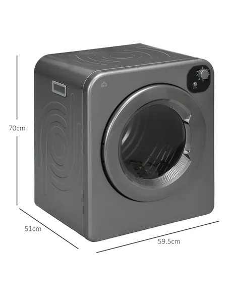 HOMCOM 6kg Vented Tumble Dryer, Freestanding, Wall Mounted, Stackable, Portable Dryer with 7 Programmers, Grey