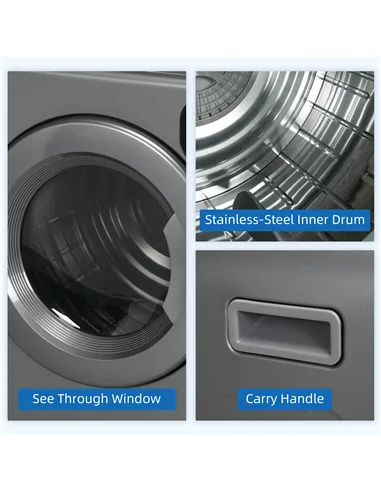 HOMCOM 6kg Vented Tumble Dryer, Freestanding, Wall Mounted, Stackable, Portable Dryer with 7 Programmers, Grey