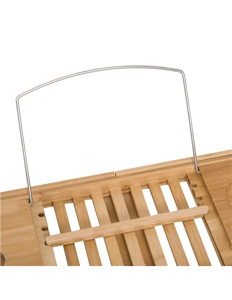 HOMCOM Extendable Bamboo Bathtub Shelf Rack Bath Caddy Tray Bathroom Storage, Set of 2