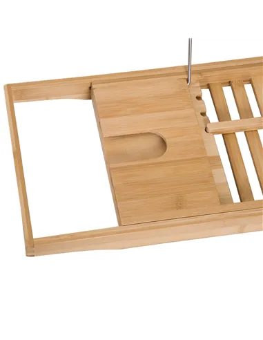 HOMCOM Extendable Bamboo Bathtub Shelf Rack Bath Caddy Tray Bathroom Storage, Set of 2