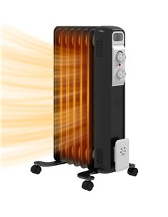 HOMCOM 1.5kW Seven Fin Oil-Filled Radiator - Black