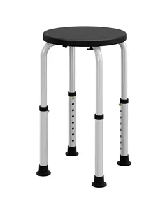 HOMCOM Shower Chair, Height Adjustable Aluminium Shower Stool with Non-Slip Feet for Disabled, Elderly, Black