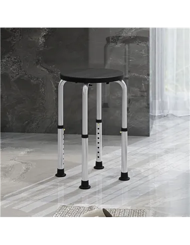 HOMCOM Shower Chair, Height Adjustable Aluminium Shower Stool with Non-Slip Feet for Disabled, Elderly, Black