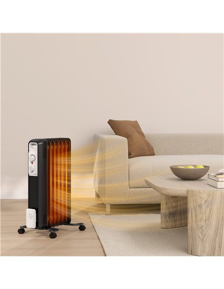 HOMCOM 1.5kW Seven Fin Oil-Filled Radiator - Black