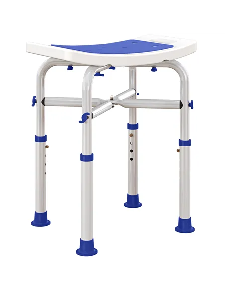HOMCOM 44-51.5cm Aluminium Frame Shower/Bath Stool - White