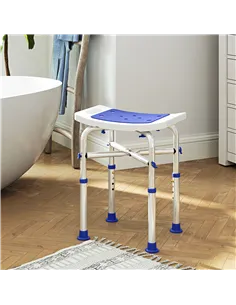 HOMCOM 44-51.5cm Aluminium Frame Shower/Bath Stool - White 2