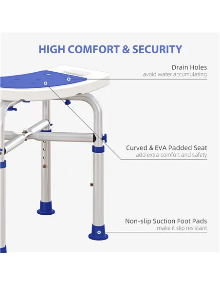 HOMCOM 44-51.5cm Aluminium Frame Shower/Bath Stool - White