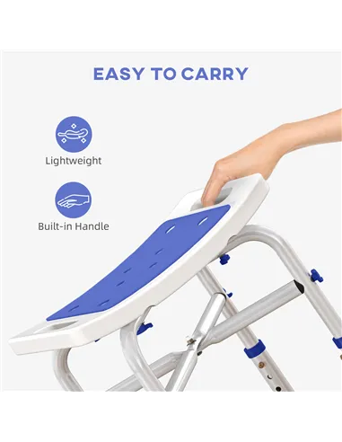 HOMCOM 44-51.5cm Aluminium Frame Shower/Bath Stool - White