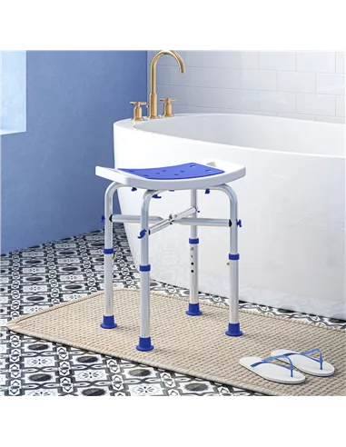 HOMCOM 44-51.5cm Aluminium Frame Shower/Bath Stool - White