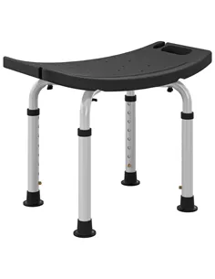 HOMCOM Height Adjustable Bath Stool, Aluminium Shower Stool with Non-Slip Pads for Elderly, Disabled, Seniors, Pregnant, Black