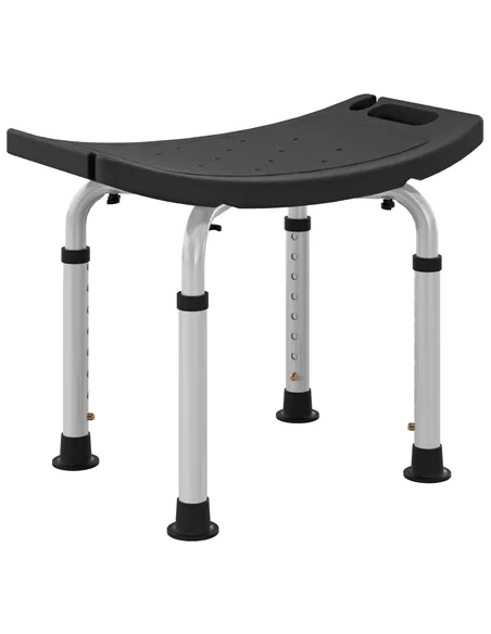 HOMCOM Height Adjustable Bath Stool, Aluminium Shower Stool with Non-Slip Pads for Elderly, Disabled, Seniors, Pregnant, Black