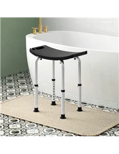 HOMCOM Height Adjustable Bath Stool, Aluminium Shower Stool with Non-Slip Pads for Elderly, Disabled, Seniors, Pregnant, Black 2