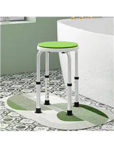HOMCOM 360° Swivel Shower Chair, Height Adjustable Aluminium Shower Stool with Non-Slip Feet for Disabled, Elderly, Green 2