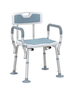 HOMCOM EVA Padded Shower Chair for the Elderly and Disabled, Height Adjustable Shower Stool with Back and Arms, 4 Suction Foot P