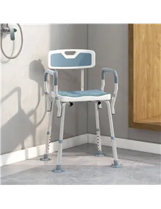 HOMCOM EVA Padded Shower Chair for the Elderly and Disabled, Height Adjustable Shower Stool with Back and Arms, 4 Suction Foot P 2