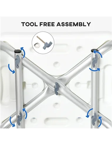 HOMCOM EVA Padded Shower Chair for the Elderly and Disabled, Height Adjustable Shower Stool with Back and Arms, 4 Suction Foot P