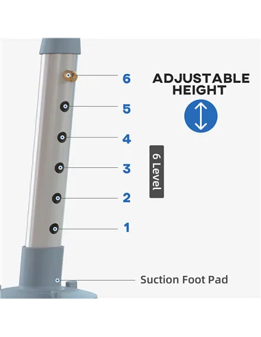 HOMCOM EVA Padded Shower Chair for the Elderly and Disabled, Height Adjustable Shower Stool with Back and Arms, 4 Suction Foot P