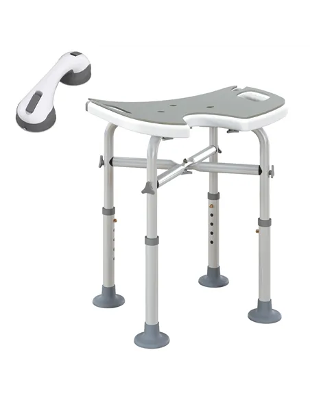 HOMCOM 39-51.5cm 'U' Seat Padded Shower Stool - Grey