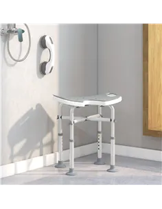 HOMCOM 39-51.5cm 'U' Seat Padded Shower Stool - Grey 2